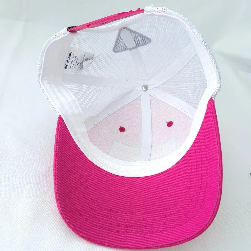 Columbia PFG Pink White Floral Nautical Flag Womens Snapback Trucker‎ Hat Cap - Picture 7 of 8